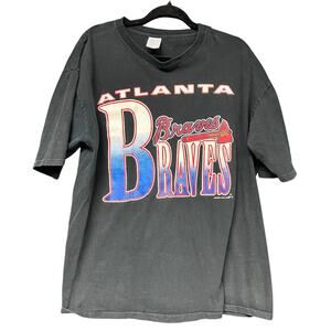 Vintage Atlanta Braves MLB 1991 Black Artex graphic tee crew neck short sleeve